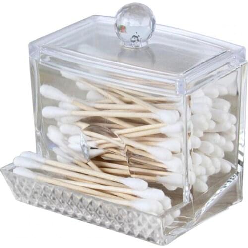 Plastic Cotton Swabs Storage Holder Box Portable Transparent Makeup Cotton Pad Cosmetic Container Jewelry Organizer Case