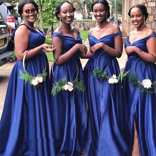 Mrs win Bridesmaid For Grils Dresses Off Shoulder Long Vestido Madrinha HR167 Plus Size A Line Sleeveless Wedding Party Dresses