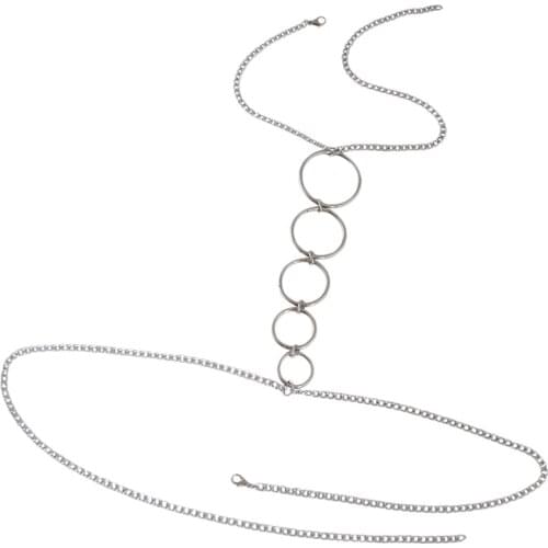 Adjustable Metal Bikini Bralette Harness Necklace Crossover Body Chain Bra Lady