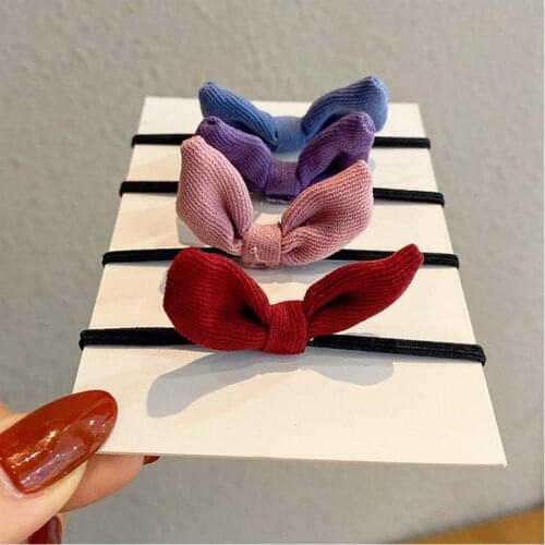 2020 Children Cute Colors Bow Elastic Hair Bands Ponytail Holder Lovely Girls Scrunchies Rubber Bands Kids Hair Accessories