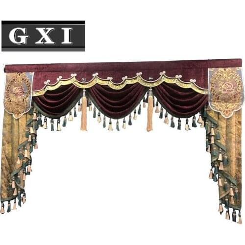 GXI European Style Luxury Swag Waterfall Valance with Tassel Fringe Trim for Living Room Curtain Window Treatments