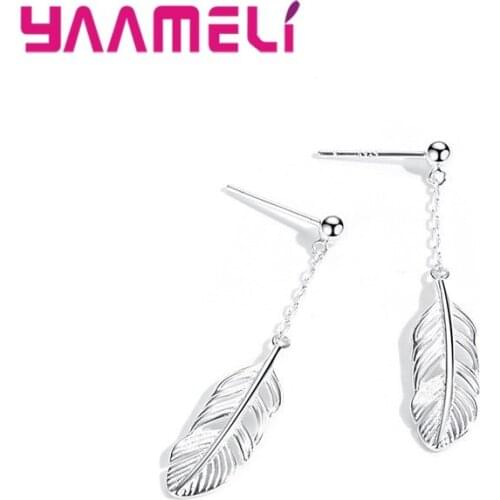 Leaves Behemia Chain Dangle Drop Earrings 925 Sterling Silver Long Fashion Women Jewelry Female Party Wedding Gift Free Shipping