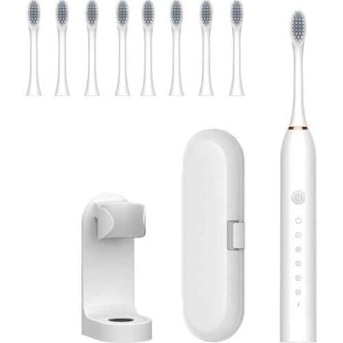 Ultrasonic Electric Toothbrush Adult Timer Brush 6 Modes USB Rechargeable IPX7 Tooth Brush Replacement Heads Set