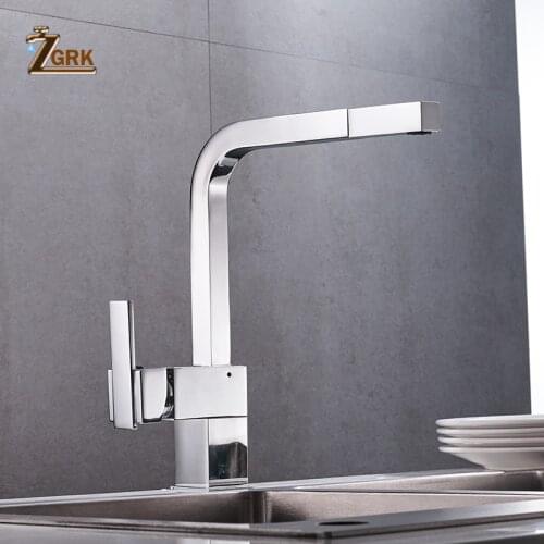 ZGRK Kitchen Faucet Chrome Brass Tall kitchen faucet mixer Sink Faucet Pull Out Spray Single Handle Swivel Spout Mixer Taps
