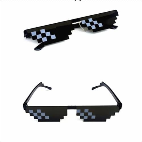 Sunglasses Trick Toy Thug Life Mosaic Strips Glasses Funny Glasses Pixel Unisex Black Mosaic Sunglasses Outdoor Funny Goggles