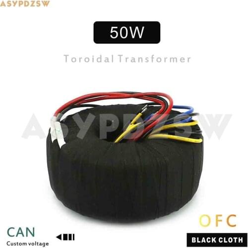 115V/230V 50VA Black cloth OFC Toroidal transformer 50W 0--18V+0--12V Accept customized voltage