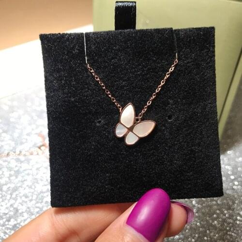 YUN RUO Rose Gold Color Shell Butterfly Pendant Necklace Titanium Steel Jewelry Woman Birthday Gift Never Fade Drop Shipping