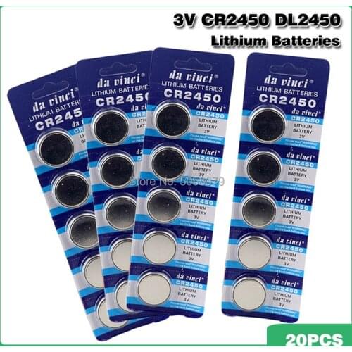 20pcs Lowest Price 3V CR2450 Lithium Batteries Replacement DL2450 BR2450 LM2450 5029LC KCR2450 Coin Cells Button Battery