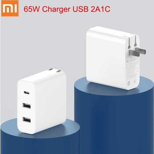 Original Xiaomi 65W Charger Power Adapter USB 2A1C Type-C Fast Charging 2 Ports 18W USB-A for Laptop Smart Phone With 3 Ports