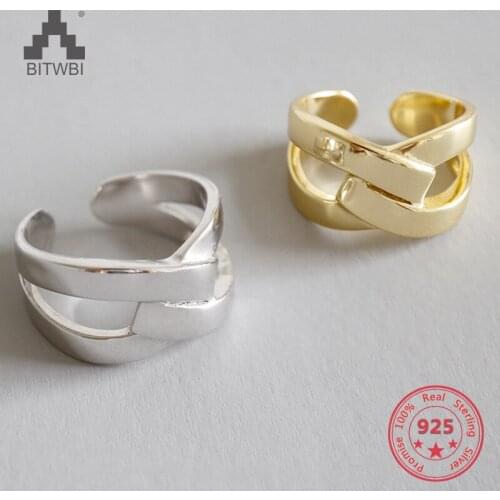 New Authentic 925 Sterling Silver X Shape Crossed Open Rings for Women Fashion Jewelry