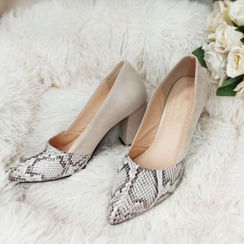 NEW autumn Plus Size 32-46 Women Pumps Fashion Snake Print Sexy Pointed Toe High Heels Shoes Office Ladies Dance Party Footwear