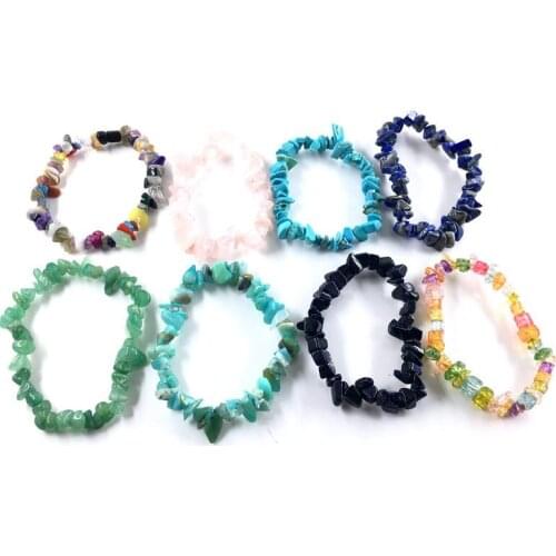 Irregular Natural Stone Bracelet Men Beads Strand Gravel Charms Coral Crystal Quartz Chic Stretch Elastic Bracelets Bangle Women