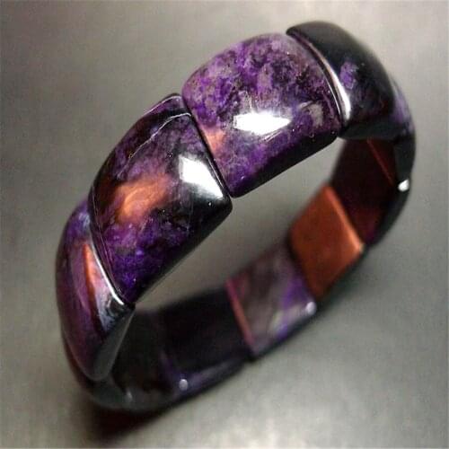 South African Genuine Natural Sugilite Stone Rectangle Beads Women Man Stretch Bracelet 19*17*6mm