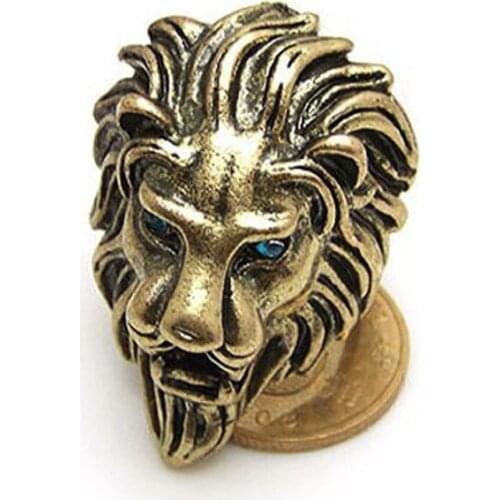 Fatpig Fashion 1Piece Bronze Color Lion Head Biker Ring for Women Mens Animal Band Finger Ring 35*25mm 2018