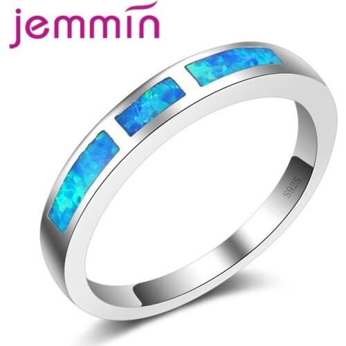 Ocean Blue Opal Ring 925 Sterling Silver Silver Color Jewelry Rings For Women & Men Wedding & Engagement Jewelry