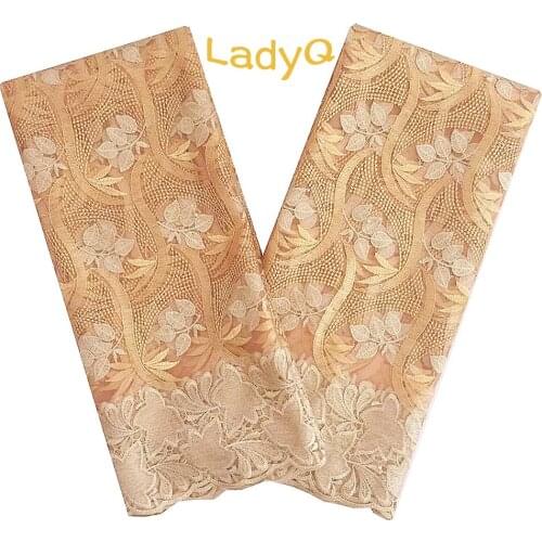 LadyQ Gold African Lace Fabric 2019 High Quality Lace White Green French Lace Fabric Beads Guipure Cord Nigerian Lace Fabrics