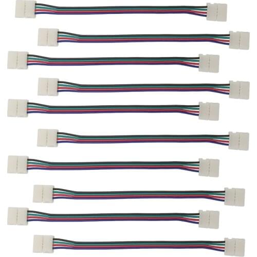 10/20/30Pcs 15CM Solderless 4 Pin LED Light Strip Connector Adapter RGB 5050 3528 4Pin LED Cable Extension Wire Wide 10mm