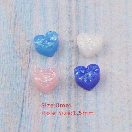 10Pcs/lot Opal Love Heart Beads Spacer Stripe Resin Spacer Beads For Bracelet DIY Jewelry Making Findings Accessories