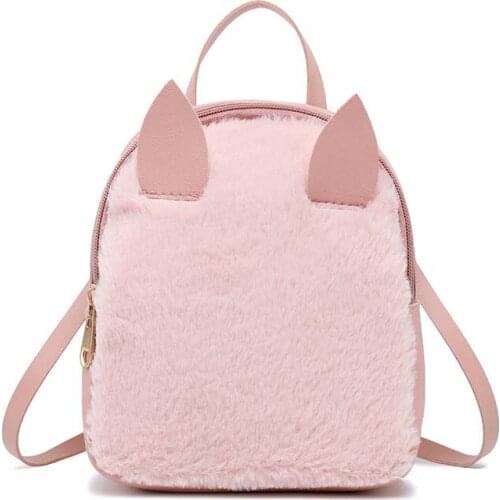 10PCS / LOT Women Coin Backpack Shell Shape Cute Small Backpack Fashion PU Leather Rabbit Ear Bagpack Female Mini Back pack
