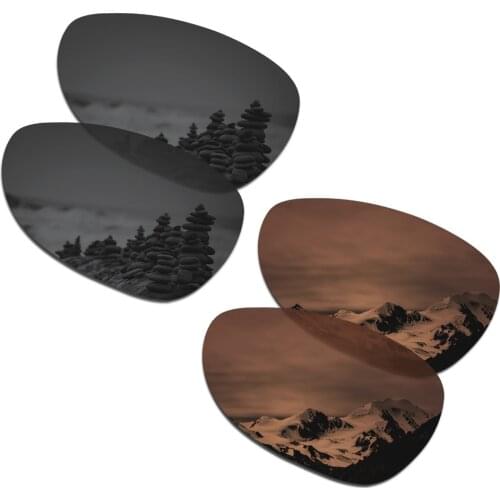 SmartVLT 2 Pairs Polarized Sunglasses Replacement Lenses for Oakley Felon Stealth Black and Amber Brown