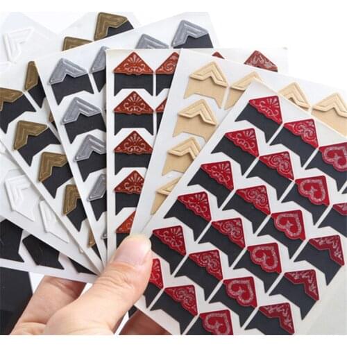 24Pcs/Lot (1 Sheets) Cute DIY Vintage Corner kraft Paper Stickers for Photo Albums Frame Decoration Scrapbooking Free shipping