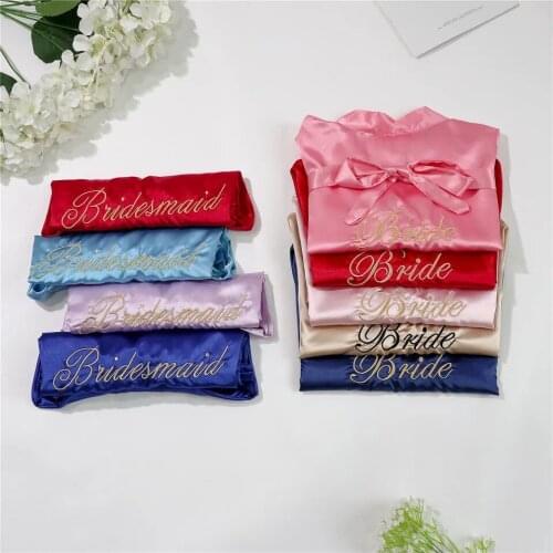 7pcs lot Custom name Satin Kimono Robe Wedding Proposal Bridal Bacholette party Bride Bridesmaid robes gift