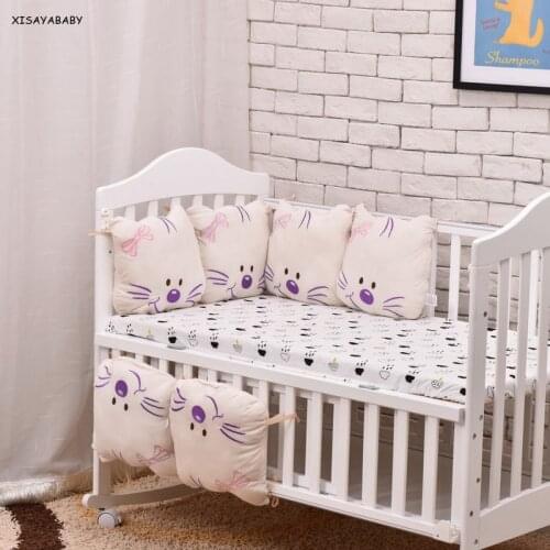 6pcs New Arrival high quality Flexible Combination baby bed bumper cartoon cat crib bumper in the crib 30*30cm