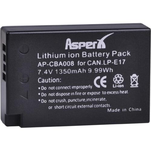 AsperX 1Pcs 1350mAh LP-E17 LPE17 LP E17 Lithium Ion Battery for Canon EOS M3 M5 750D 760D 800D T6i T6s 8000D Kiss X8i Camera