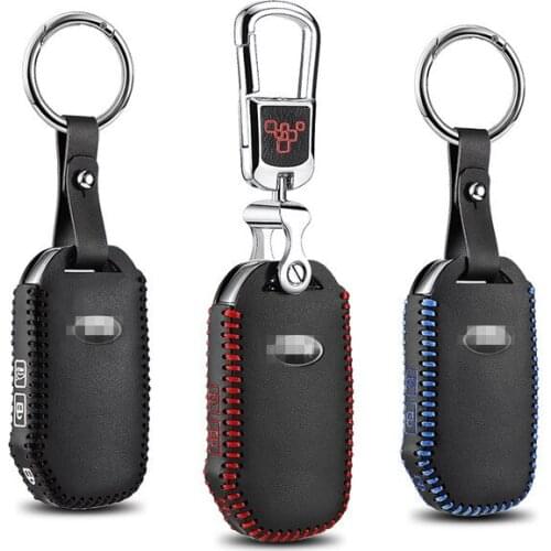 LUCKEASY For kia sportage 2018 leather Smart Remote key Case Cover Holder