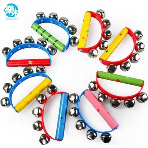 Wooden Baby Rattle toy musical instruments music Wooden handbell toys for kid 1-12months colorful music baby education toy
