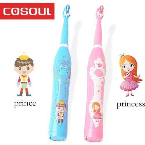 COSOUL Children Toothbrush Electric Toothbrush Kids Carton Prince Princess Sonic Toothbrush Baby 3-12 Years Old Rechargeable