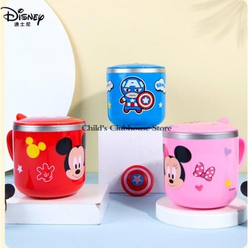 Disney 260ML Breakfast Milk Cup Childrens Training Cup Stainless Steel Kid Training Cup Baby Drinking Cup Cute Childrens Mug