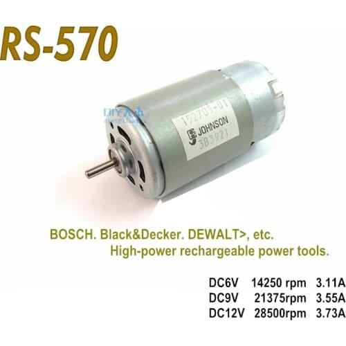 RS570 High power 30W - 198W model motor Electric drill DC motor 9.6V 22800rpm DIY 6V 12V tools quality Motor