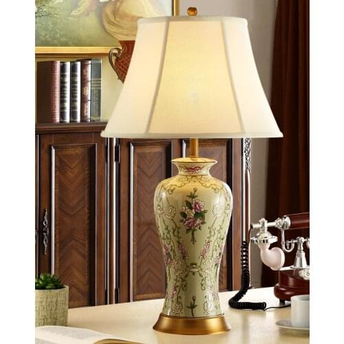 European style famile rose home and hotel ceramic table bedside lamps
