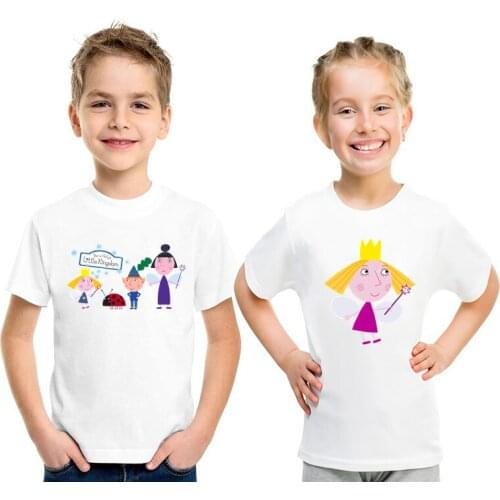 2021 New Summer Kids T shirt Ben And Holly Kingdom Cartoon Print Funny Unisex T-shirts Cute Baby Girls Boys Clothes Children Top