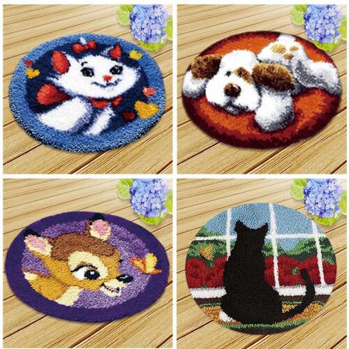 Canvas Animal Cushion Latch Hook Carpet Embroidery Foamiran For Needlework Pillow Latch Hook Knit Kits Rug DIY Needlework Smyrna