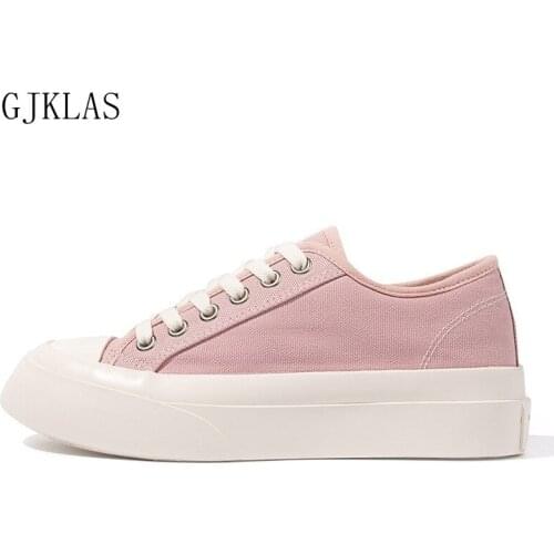 Canvas Ladies Platform Sneakers White Pink Vulcanize Shoes with Plataforma Zapatillas Mujer Retro High Platform Shoe for Woman