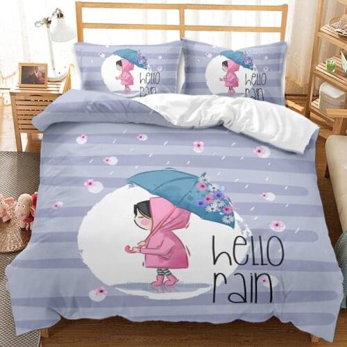 Fashionable Cute Little Girl Cartoon Animal 2/3 Piece Set 3D Digital Printing Childrens Crib Duvet Cover Set Bedding Set
