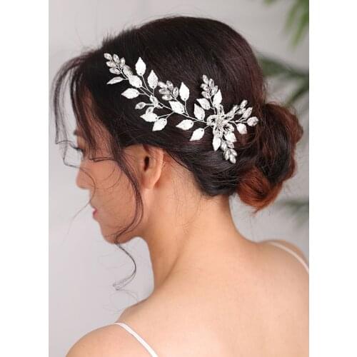 Fashion Wedding Hair Accessories Silver Headpieces Vintage Leaves Headband Feast for women elegant Bride Hairstyles Jewellery