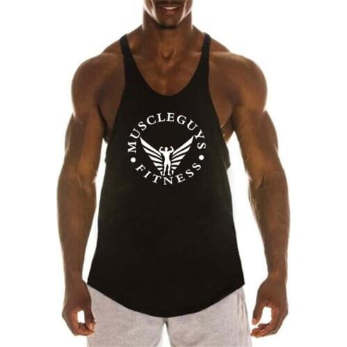 Muscleguys Brand Fitness Clothing Bodybuilding Racerback Tank Top Mens Sportswear Sleeveless Vest Cotton Singlets Gyms Shirt