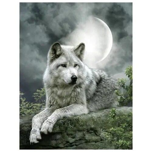 Wolf under Moonlight, Animals Cross Stitch Kits Top Quality Embroidery Sewing kit Needlework DIY 14CT Unprinted Decor Handmade
