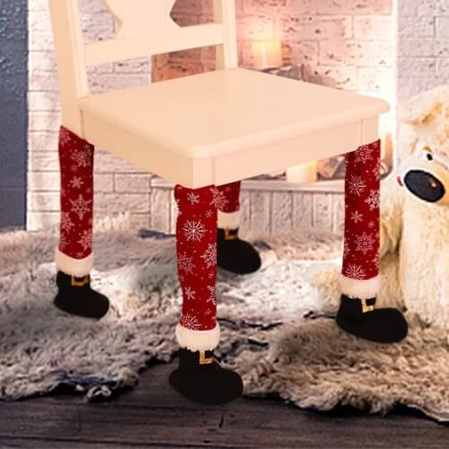New Design Cute 4pcs New Christmas Santa Claus Chair corner cover Home Dining Chair Cover Home Decorations Accessories