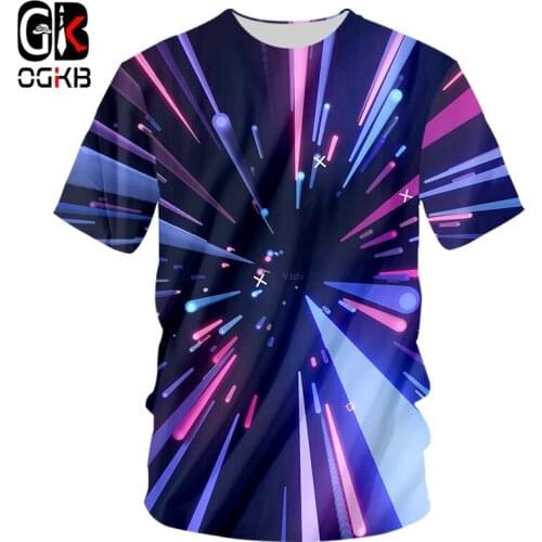 OGKB Summer TShirts Boy New Short 3D Tshirt Printed Color Streak All Over Funny 6XL Tops Tees Hombre T-shirt
