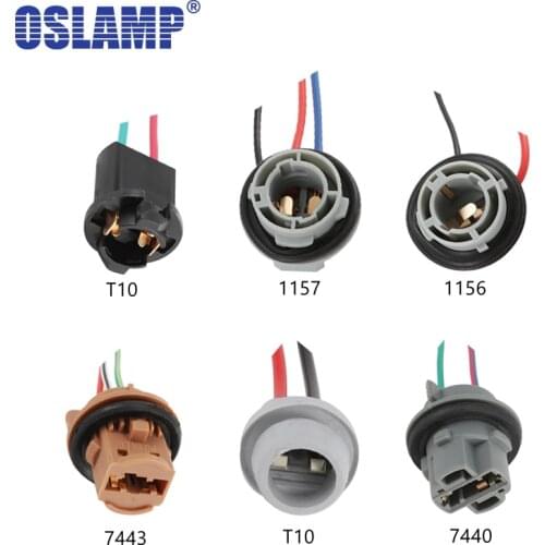 Oslamp 2pcs T10 1156 1157 7440 7443 Headlight Bulb Holder Extension Automotive Wire Halogen Adapter Socket Lamp Connector