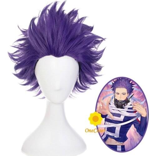 Anime My Hero Academia Shinsou Hitoshi Cosplay Wig Short Purple Wig Boku no Hero Academia Heat-resistant Fiber Hair + Wig Cap