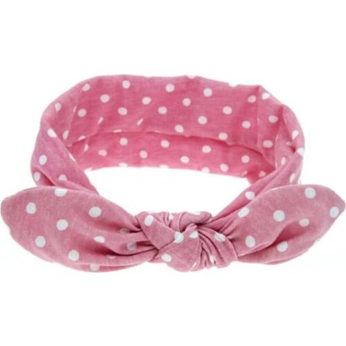 Fashion Cute Baby Rabbit Ears Elastic Wave Point Bowknot Headband Girls Children Hair Accessories Head Band f70
