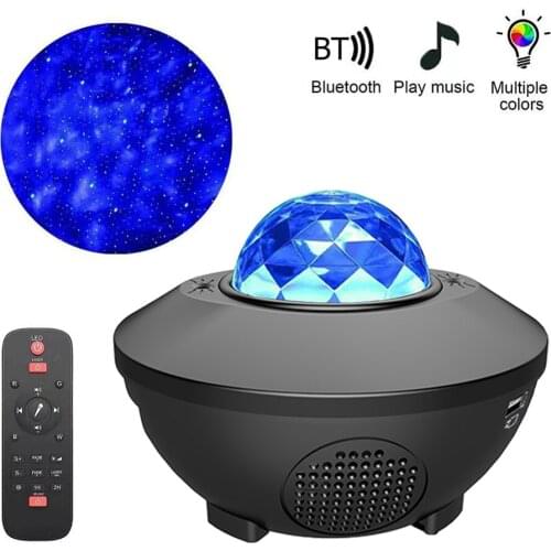 LED Star Galaxy Projector Ocean Wave Night Light USB Charging Remote Rotating Starry Sky Porjector Decoration Bedroom Lamp Gifts