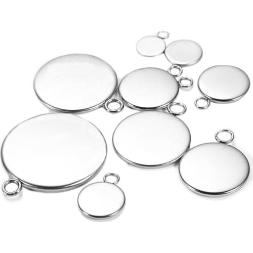 20pcs 6-25 mm Round Stainless Steel Pendant Blank Cabochon Base Setting Bezel DIY Jewelry Making Accessories Supplies Wholesale