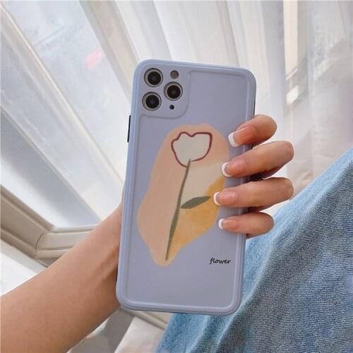 Retro Summer sweet Flowers tulip art Phone Case For iPhone 12 11 Pro Max XS Max XR X 7 8 Plus 12 mini 7Plus case Cute soft cover