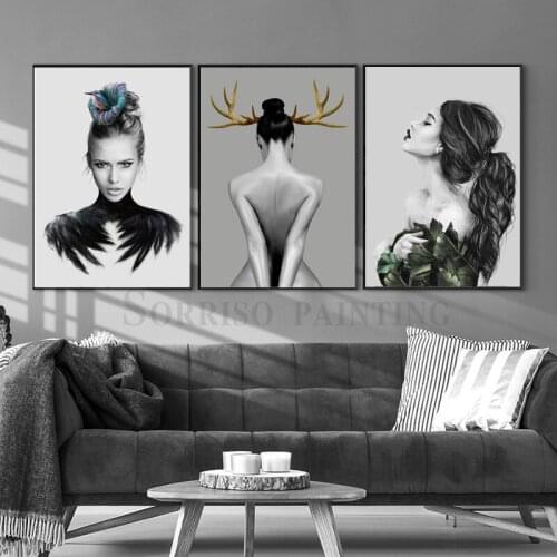 Nordic Personality Girls Canvas Painting Wall Art Modern Bedroom Posters And Prints Pictures Living Room Hallway Home Decor